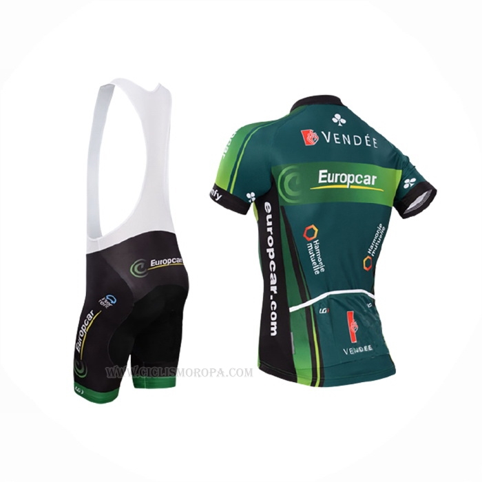 2014 Ropa Ciclismo Europcar Verde Mangas Corta y Culotte Corto